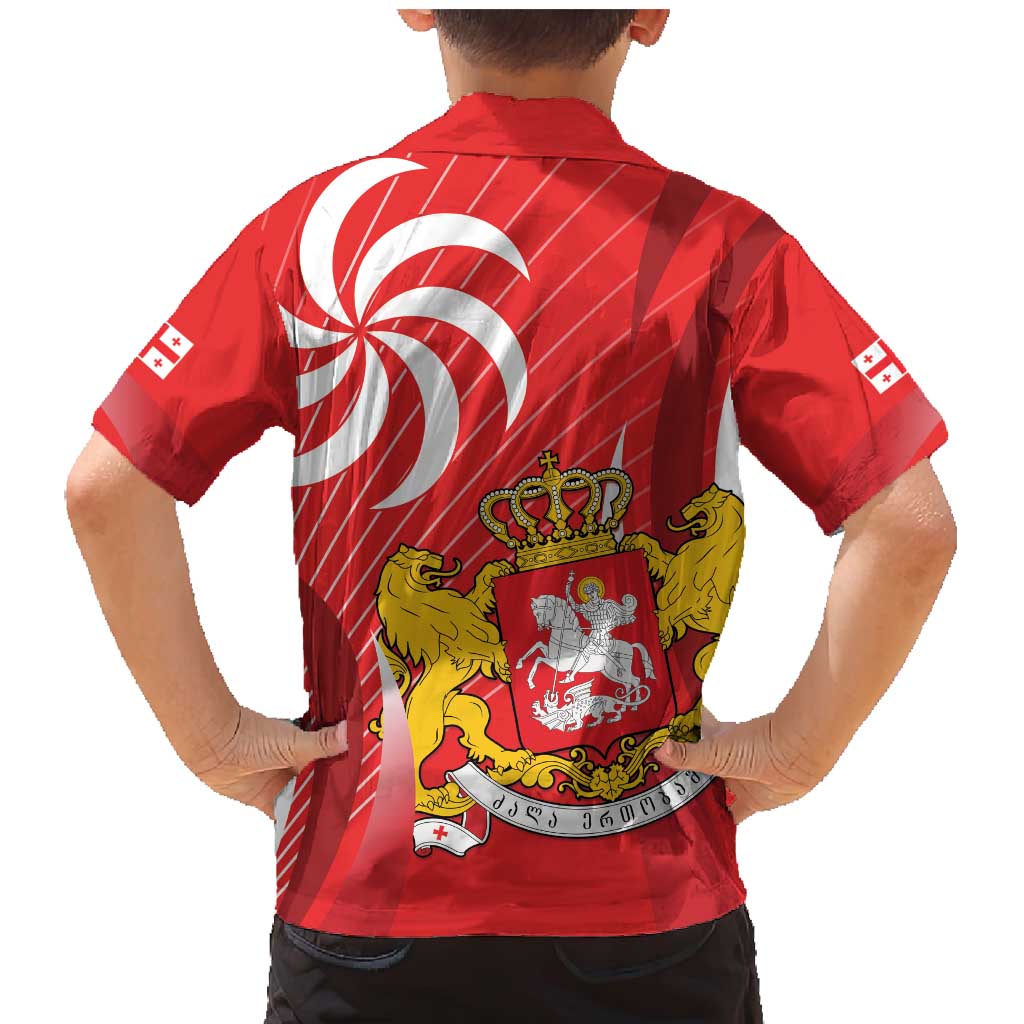 Georgia Independence Day Family Matching Mermaid Dress and Hawaiian Shirt Borjgalo With Coat Of Arms