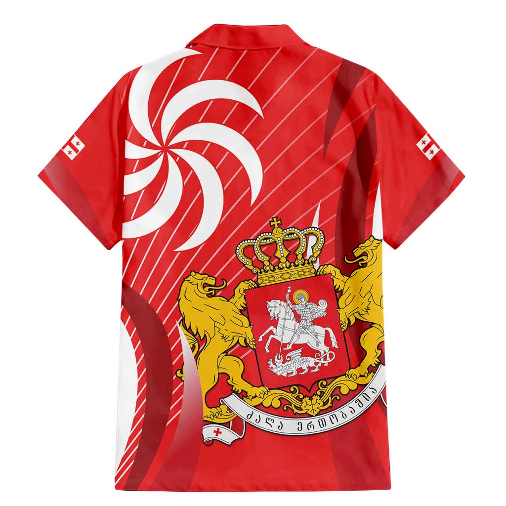 Georgia Independence Day Family Matching Mermaid Dress and Hawaiian Shirt Borjgalo With Coat Of Arms