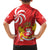 Georgia Independence Day Family Matching Off The Shoulder Long Sleeve Dress and Hawaiian Shirt Borjgalo With Coat Of Arms