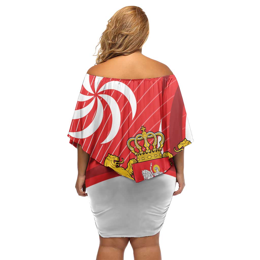 Georgia Independence Day Family Matching Off Shoulder Short Dress and Hawaiian Shirt Borjgalo With Coat Of Arms