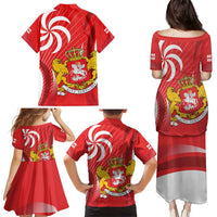 Georgia Independence Day Family Matching Puletasi and Hawaiian Shirt Borjgalo With Coat Of Arms