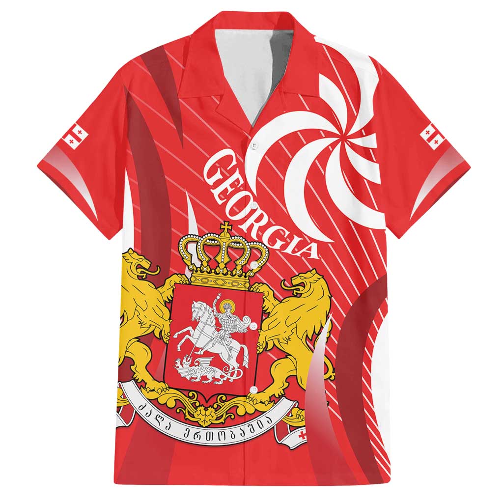 Georgia Independence Day Family Matching Puletasi and Hawaiian Shirt Borjgalo With Coat Of Arms