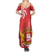 Georgia Independence Day Family Matching Summer Maxi Dress and Hawaiian Shirt Borjgalo With Coat Of Arms