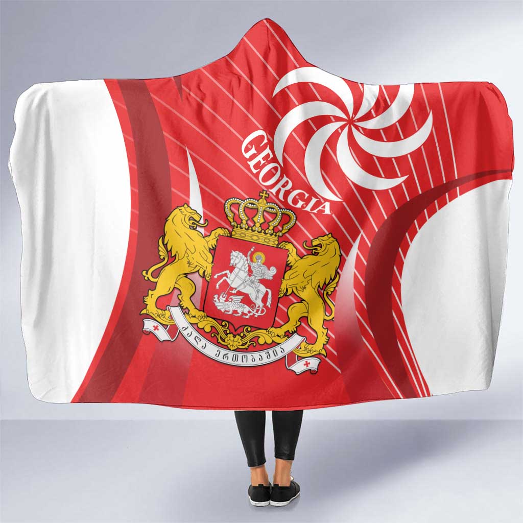 Georgia Independence Day Hooded Blanket Borjgalo With Coat Of Arms