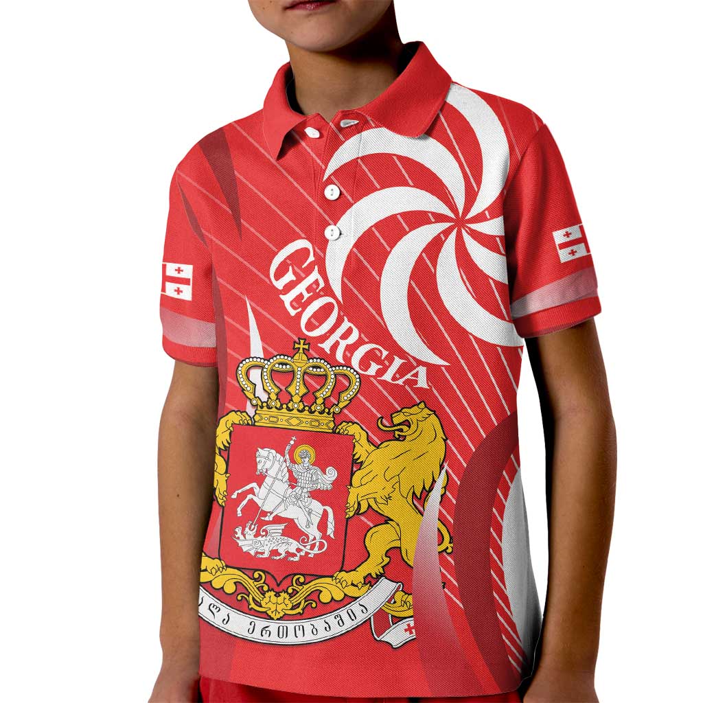 Georgia Independence Day Kid Polo Shirt Borjgalo With Coat Of Arms