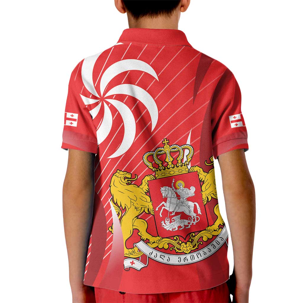 Georgia Independence Day Kid Polo Shirt Borjgalo With Coat Of Arms