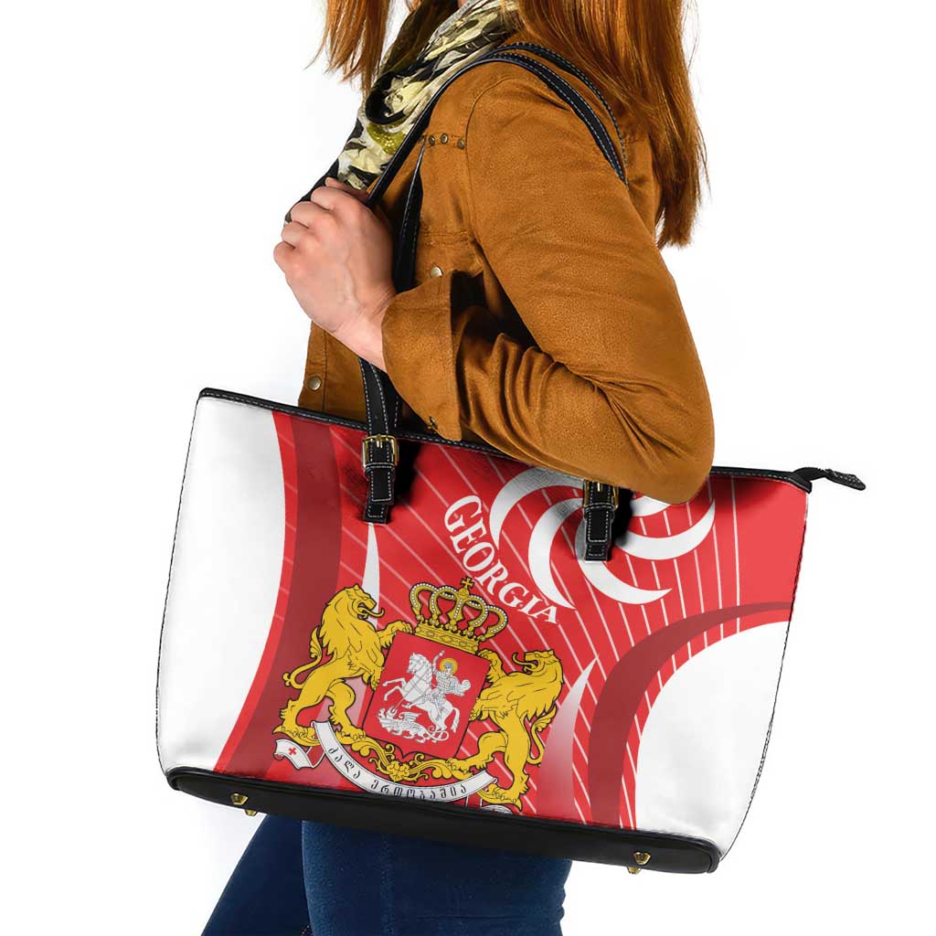 Georgia Independence Day Leather Tote Bag Borjgalo With Coat Of Arms
