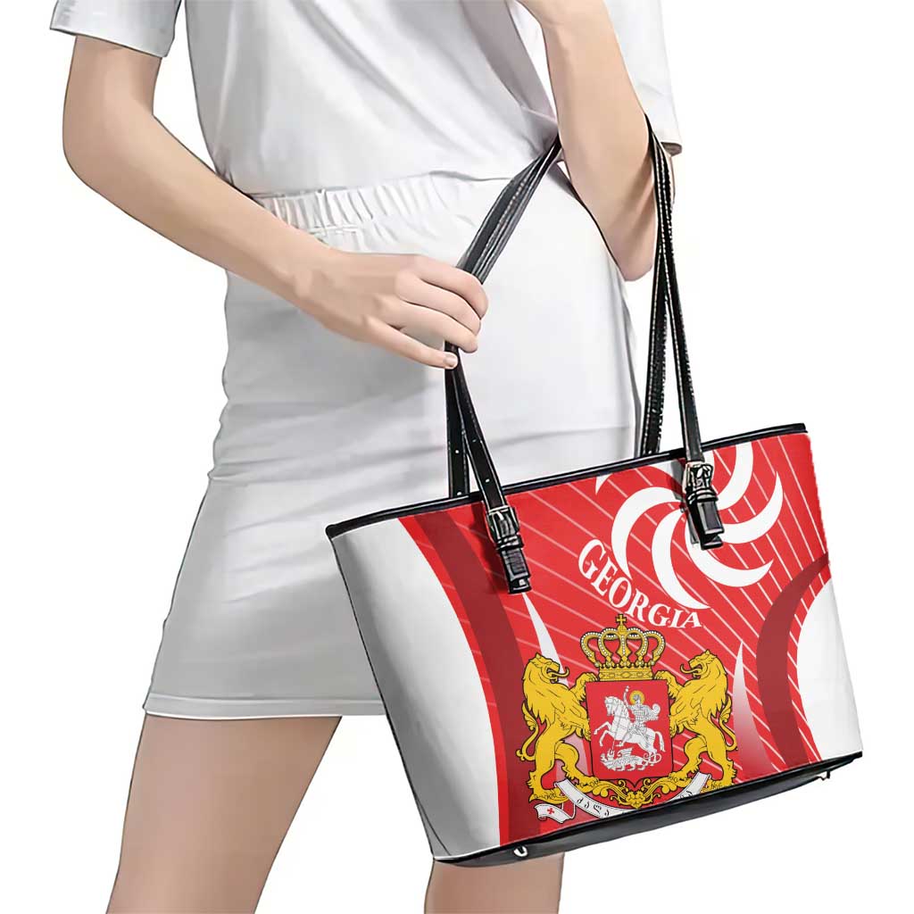 Georgia Independence Day Leather Tote Bag Borjgalo With Coat Of Arms
