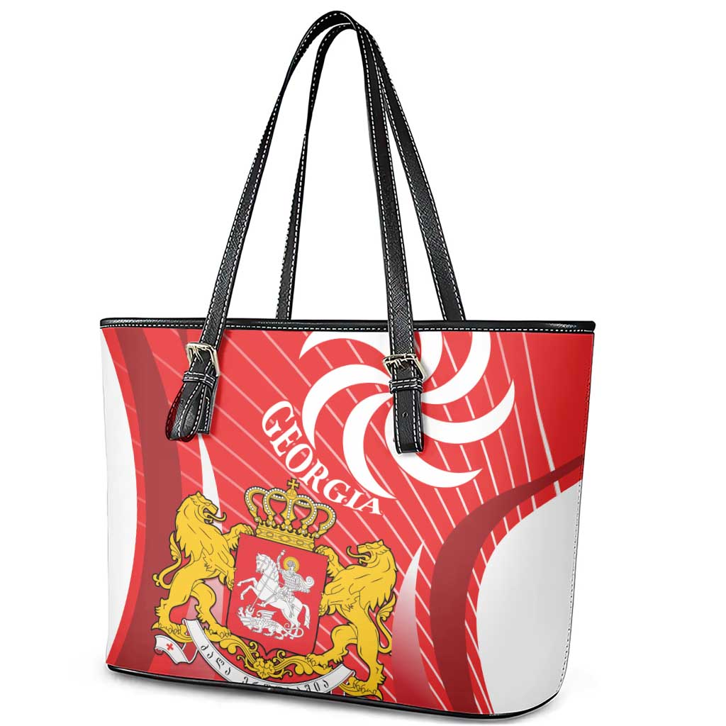 Georgia Independence Day Leather Tote Bag Borjgalo With Coat Of Arms