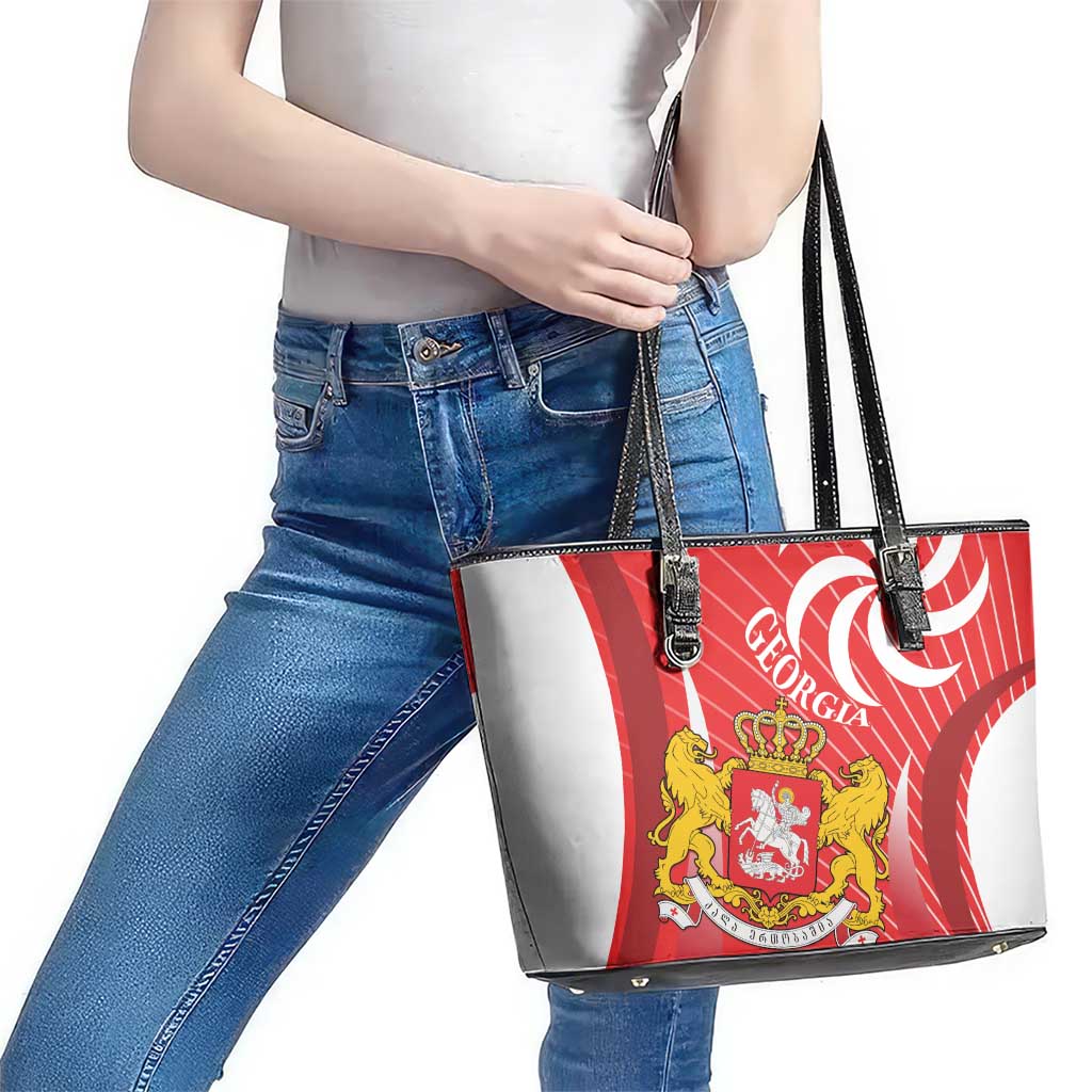 Georgia Independence Day Leather Tote Bag Borjgalo With Coat Of Arms