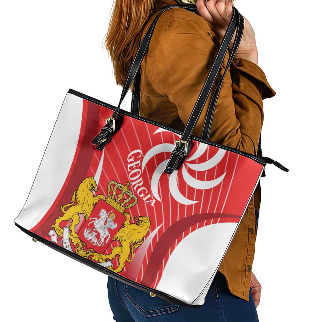Georgia Independence Day Leather Tote Bag Borjgalo With Coat Of Arms