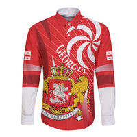 Georgia Independence Day Long Sleeve Button Shirt Borjgalo With Coat Of Arms