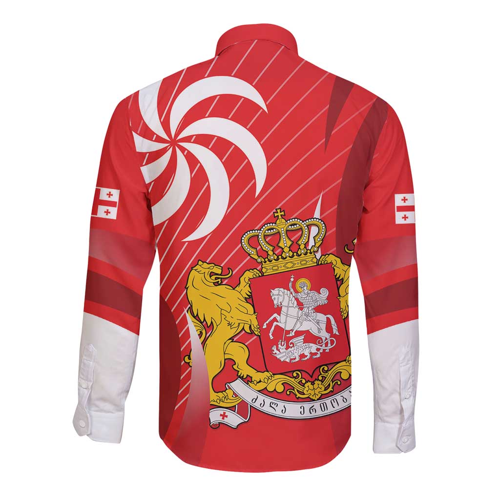 Georgia Independence Day Long Sleeve Button Shirt Borjgalo With Coat Of Arms