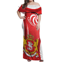 Georgia Independence Day Off Shoulder Maxi Dress Borjgalo With Coat Of Arms