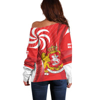 Georgia Independence Day Off Shoulder Sweater Borjgalo With Coat Of Arms