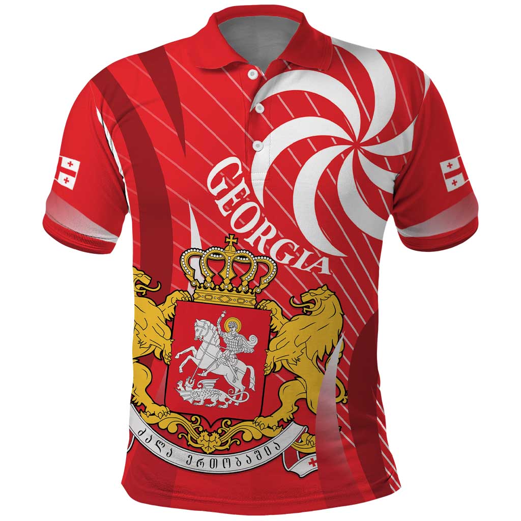 Georgia Independence Day Polo Shirt Borjgalo With Coat Of Arms