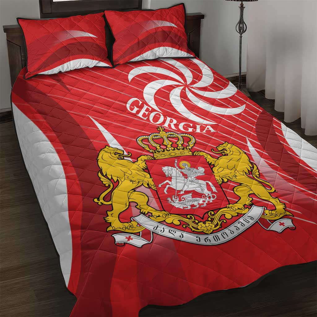 Georgia Independence Day Quilt Bed Set Borjgalo With Coat Of Arms