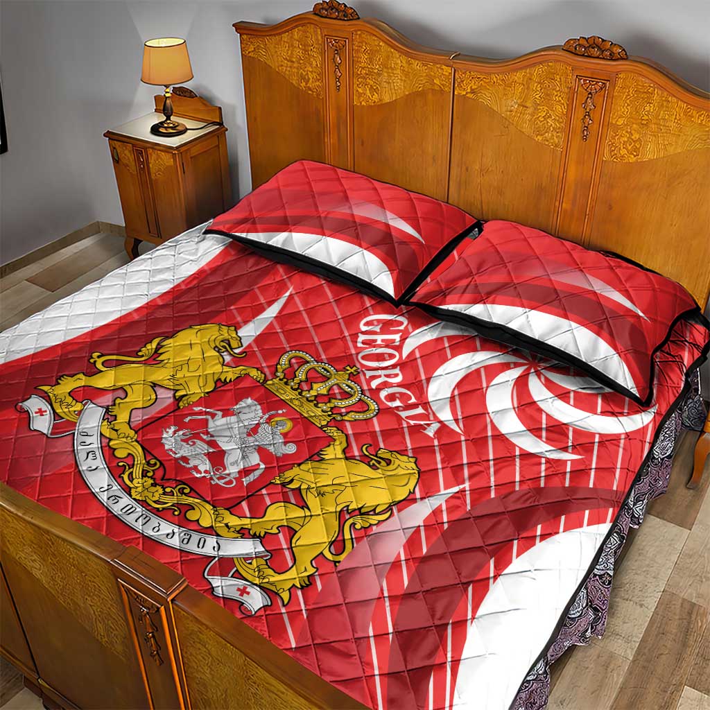 Georgia Independence Day Quilt Bed Set Borjgalo With Coat Of Arms