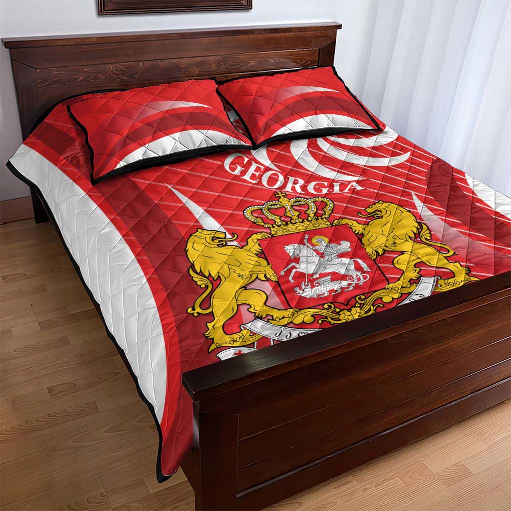 Georgia Independence Day Quilt Bed Set Borjgalo With Coat Of Arms