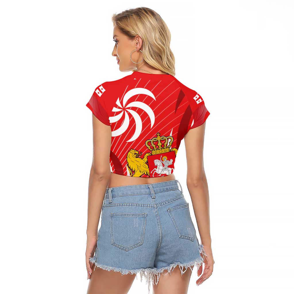 Georgia Independence Day Raglan Cropped T Shirt Borjgalo With Coat Of Arms