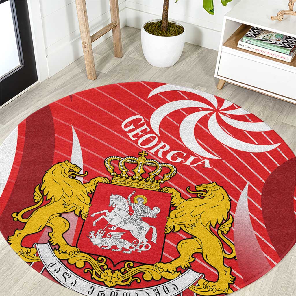 Georgia Independence Day Round Carpet Borjgalo With Coat Of Arms