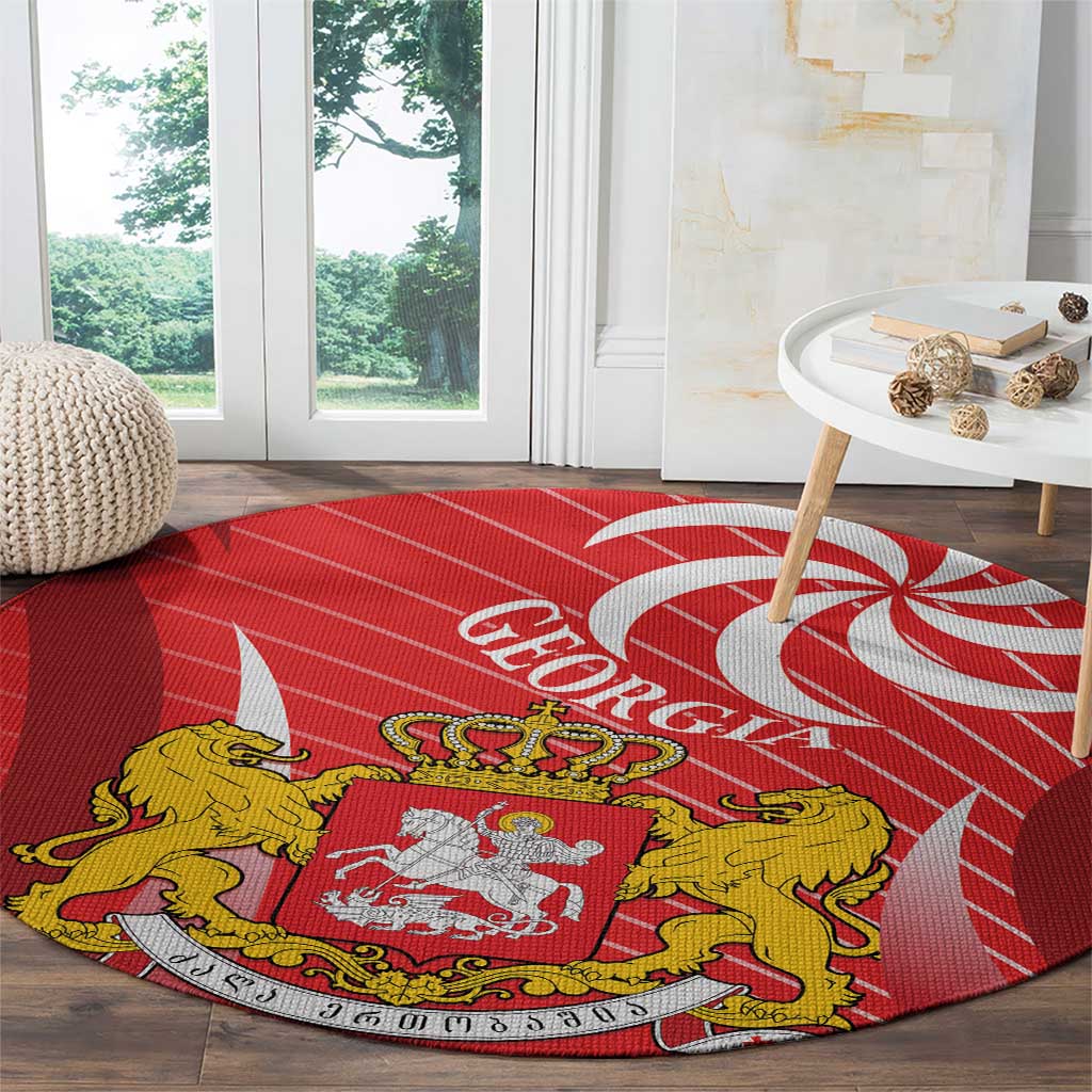 Georgia Independence Day Round Carpet Borjgalo With Coat Of Arms