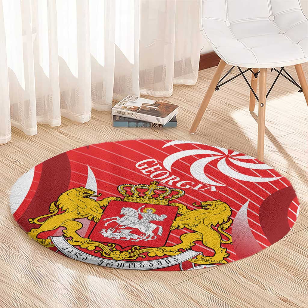 Georgia Independence Day Round Carpet Borjgalo With Coat Of Arms