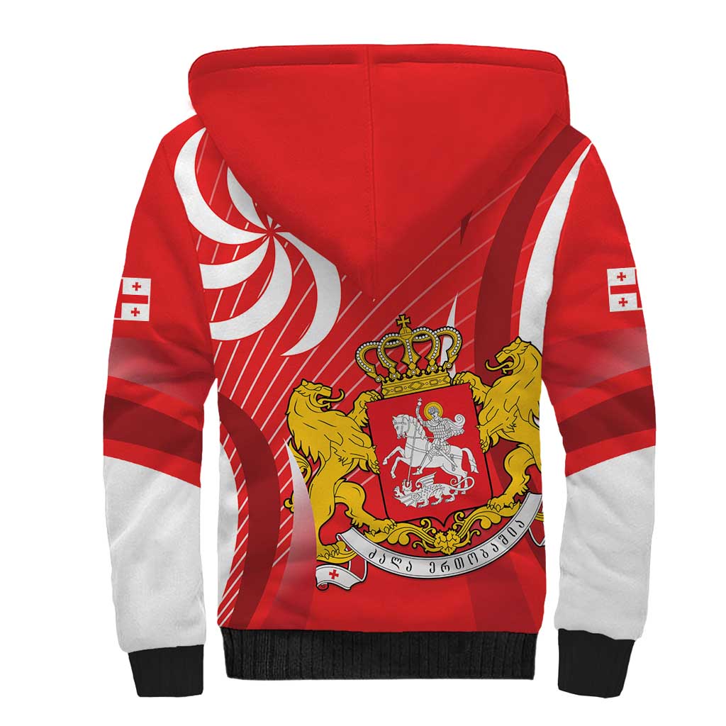 Georgia Independence Day Sherpa Hoodie Borjgalo With Coat Of Arms