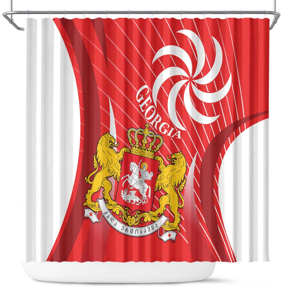 Georgia Independence Day Shower Curtain Borjgalo With Coat Of Arms