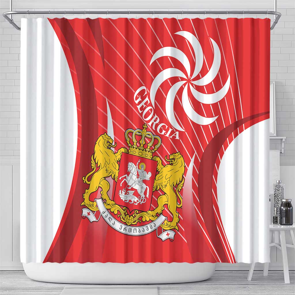 Georgia Independence Day Shower Curtain Borjgalo With Coat Of Arms