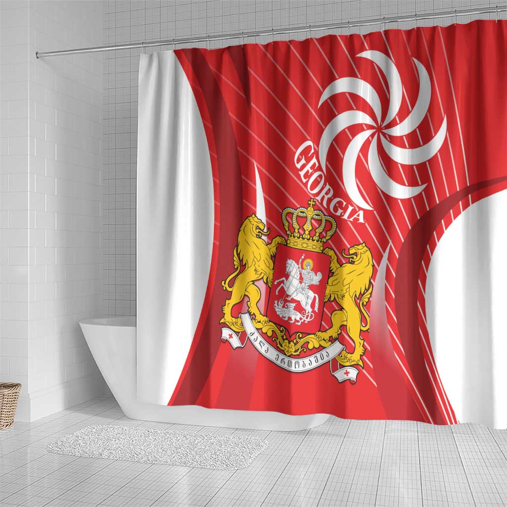 Georgia Independence Day Shower Curtain Borjgalo With Coat Of Arms