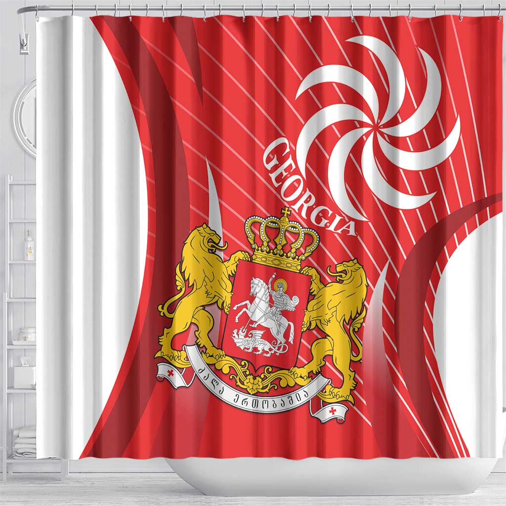 Georgia Independence Day Shower Curtain Borjgalo With Coat Of Arms