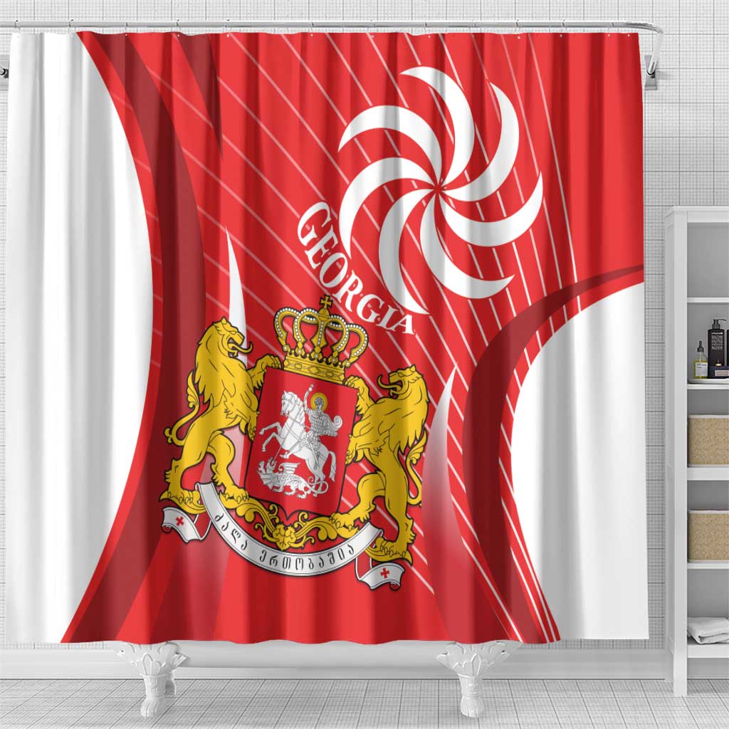 Georgia Independence Day Shower Curtain Borjgalo With Coat Of Arms