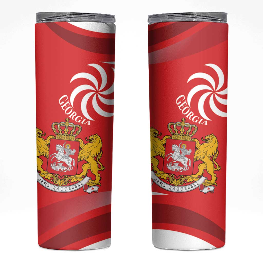 Georgia Independence Day Skinny Tumbler Borjgalo With Coat Of Arms