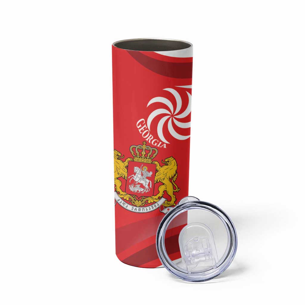 Georgia Independence Day Skinny Tumbler Borjgalo With Coat Of Arms
