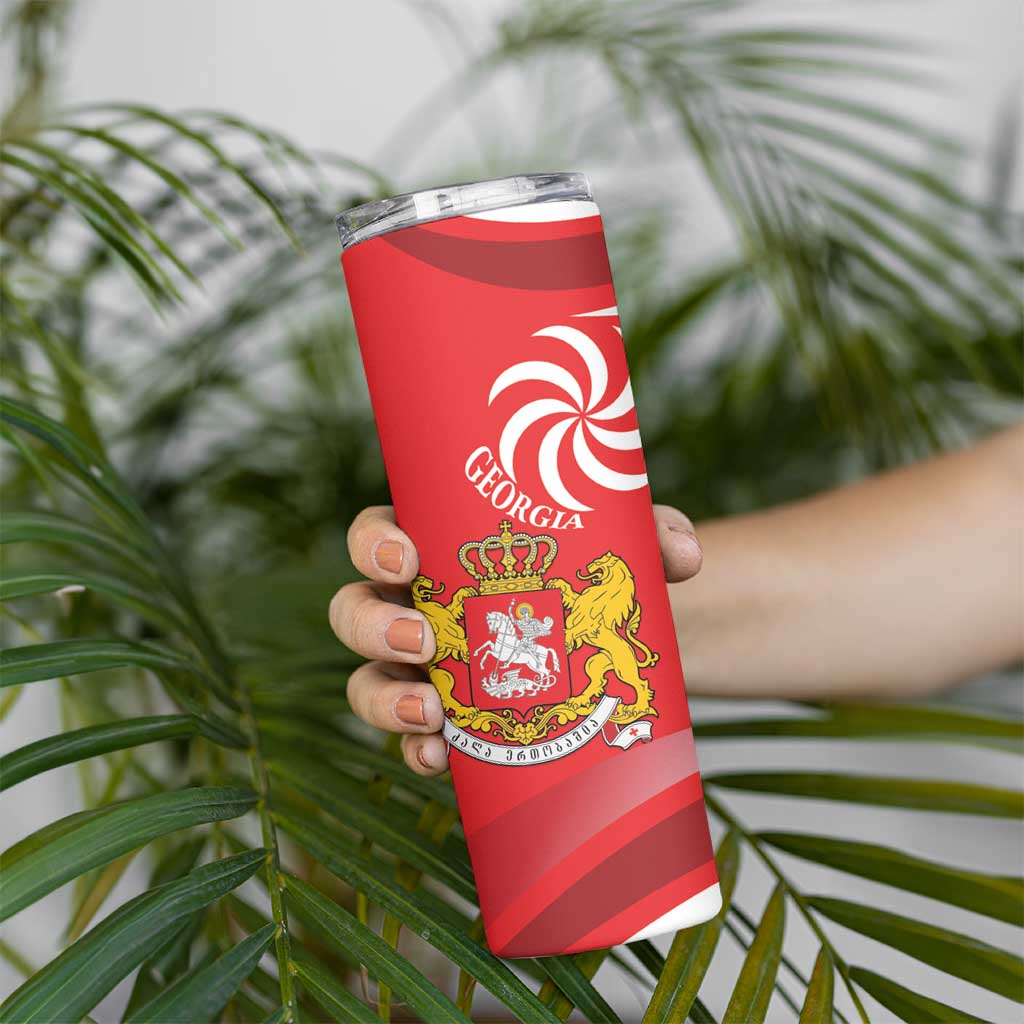 Georgia Independence Day Skinny Tumbler Borjgalo With Coat Of Arms