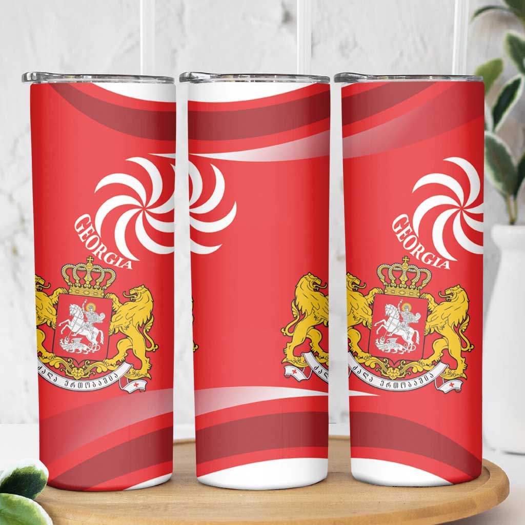 Georgia Independence Day Skinny Tumbler Borjgalo With Coat Of Arms