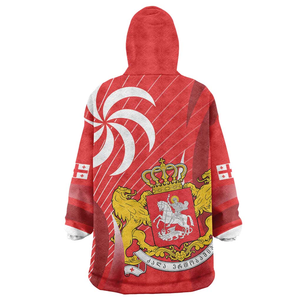 Georgia Independence Day Wearable Blanket Hoodie Borjgalo With Coat Of Arms