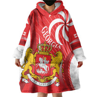 Georgia Independence Day Wearable Blanket Hoodie Borjgalo With Coat Of Arms