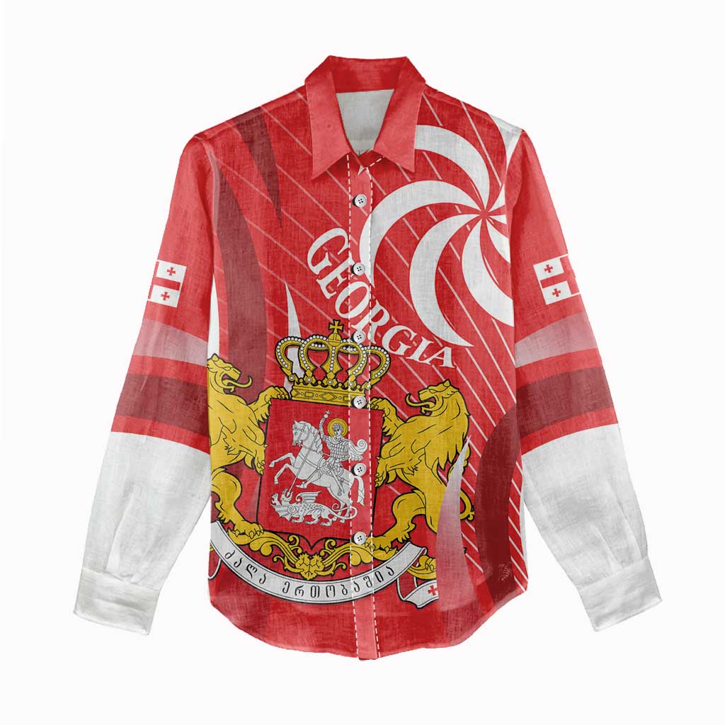 Georgia Independence Day Women Casual Shirt Borjgalo With Coat Of Arms