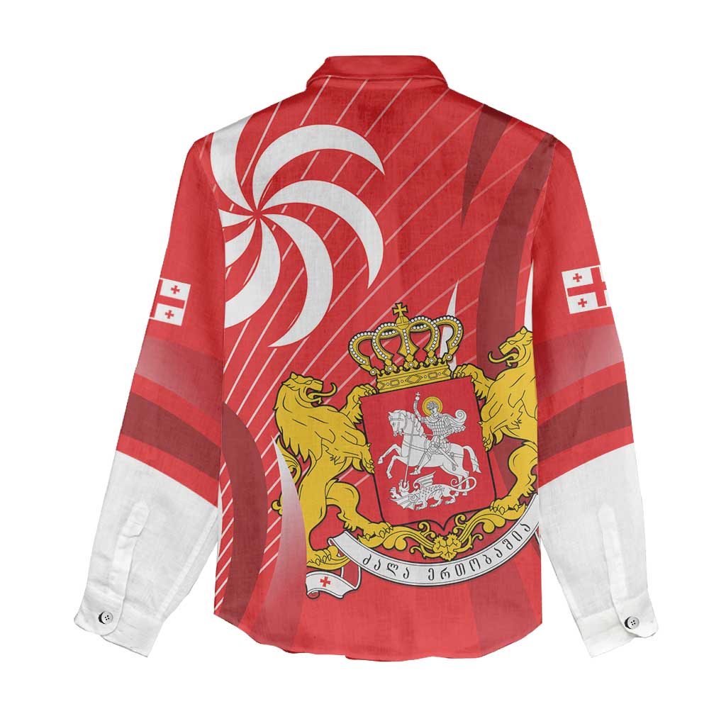 Georgia Independence Day Women Casual Shirt Borjgalo With Coat Of Arms