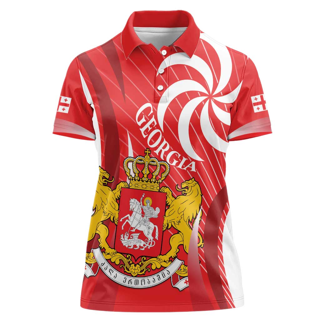 Georgia Independence Day Women Polo Shirt Borjgalo With Coat Of Arms