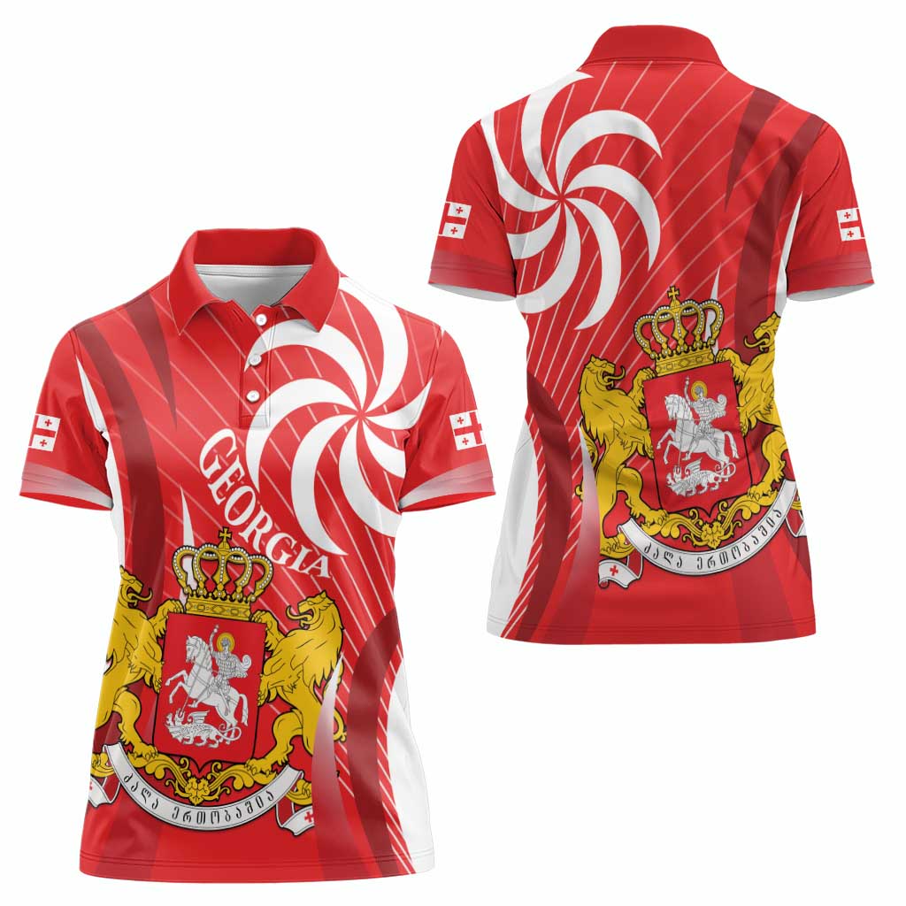 Georgia Independence Day Women Polo Shirt Borjgalo With Coat Of Arms