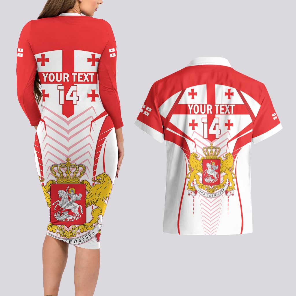 Custom Georgia Football Couples Matching Long Sleeve Bodycon Dress and Hawaiian Shirt Come On Georgian