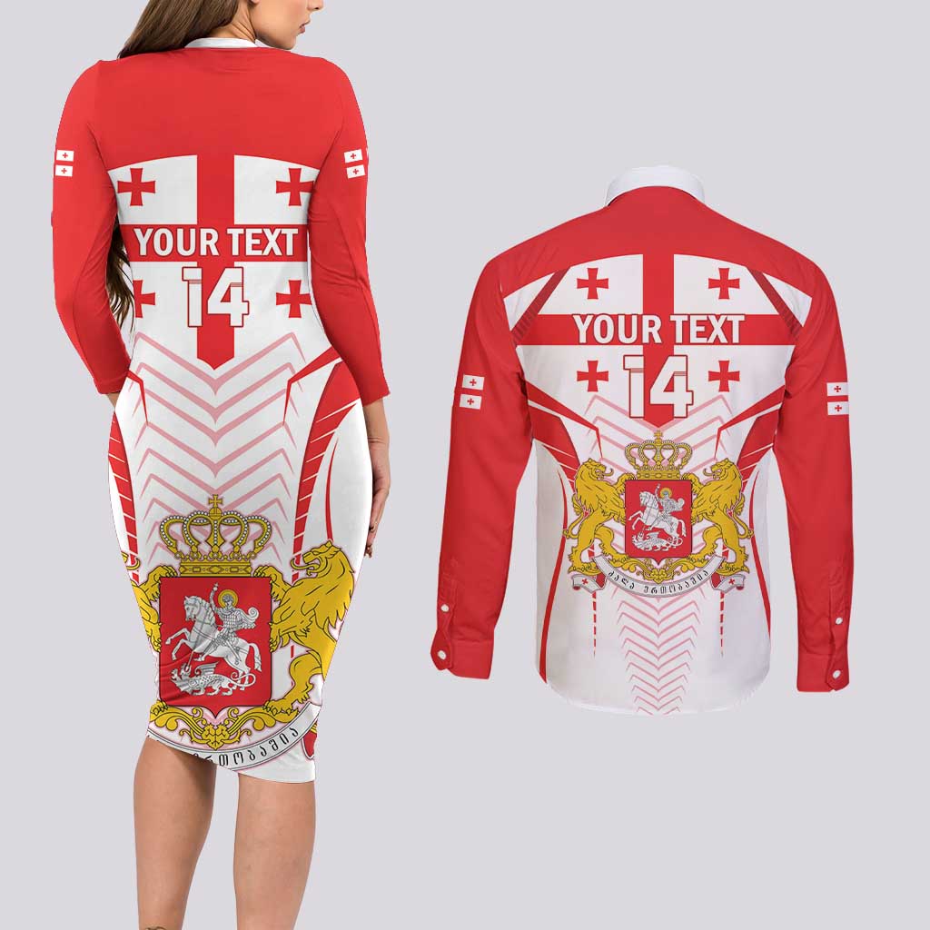 Custom Georgia Football Couples Matching Long Sleeve Bodycon Dress and Long Sleeve Button Shirt Come On Georgian