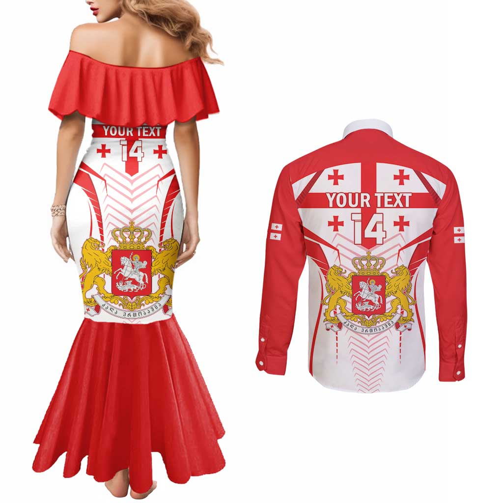 Custom Georgia Football Couples Matching Mermaid Dress and Long Sleeve Button Shirt Come On Georgian