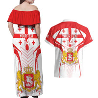 Custom Georgia Football Couples Matching Off Shoulder Maxi Dress and Hawaiian Shirt Come On Georgian