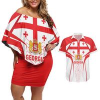 Custom Georgia Football Couples Matching Off Shoulder Short Dress and Hawaiian Shirt Come On Georgian