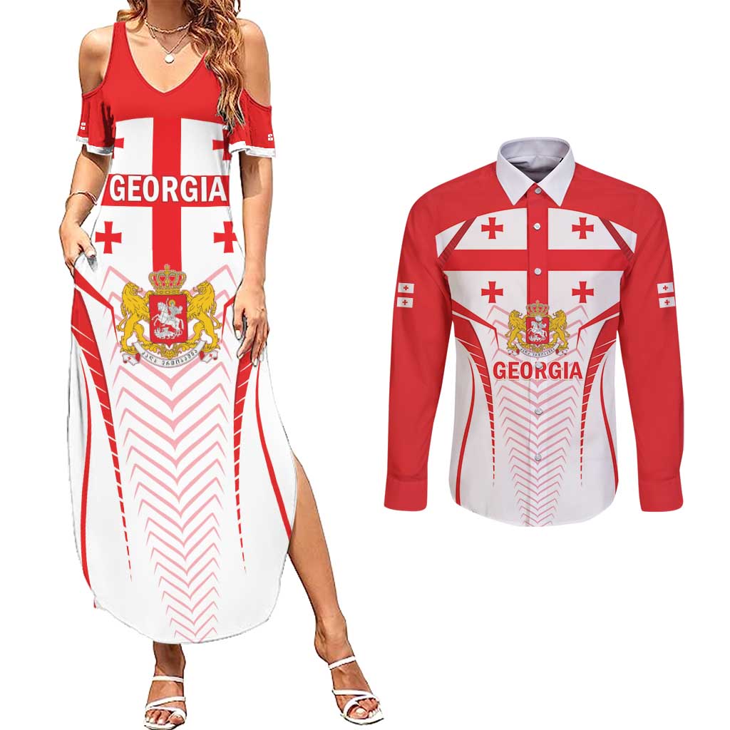 Custom Georgia Football Couples Matching Summer Maxi Dress and Long Sleeve Button Shirt Come On Georgian