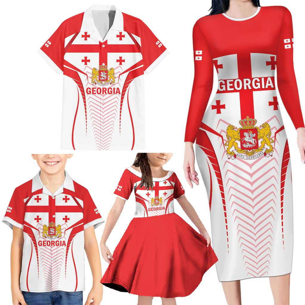 Custom Georgia Football Family Matching Long Sleeve Bodycon Dress and Hawaiian Shirt Come On Georgian